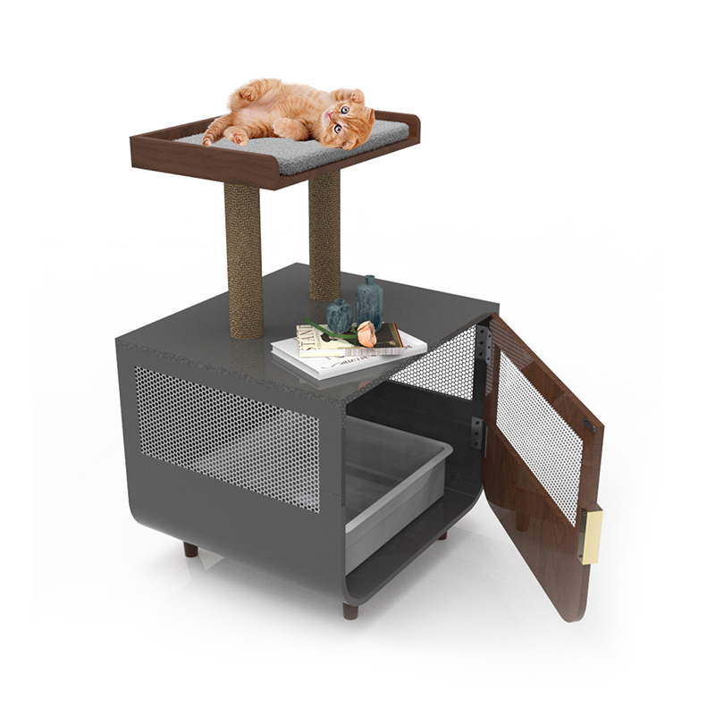 Trä dolda tvättstuga möbler kattbur med kullskåp Trä dolda tvättstuga möbler kattbur med kullskåp