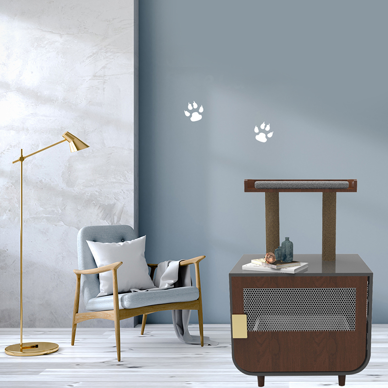 Trä dolda tvättstuga möbler kattbur med kullskåp Trä dolda tvättstuga möbler kattbur med kullskåp