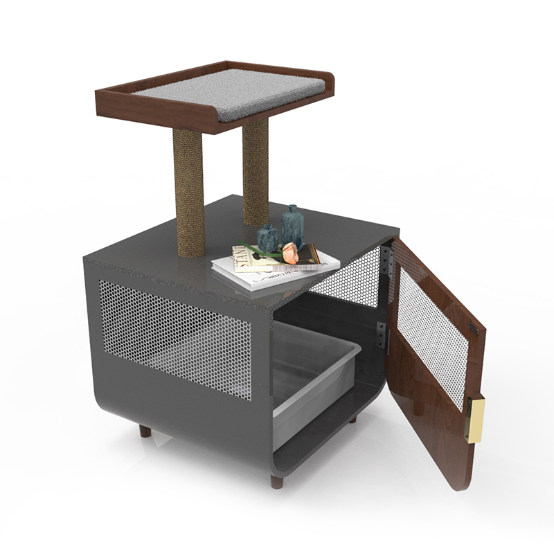 Trä dolda tvättstuga möbler kattbur med kullskåp Trä dolda tvättstuga möbler kattbur med kullskåp