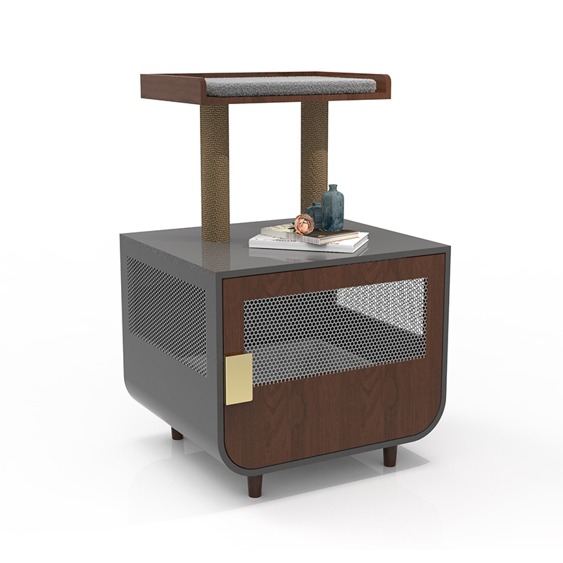 Trä dolda tvättstuga möbler kattbur med kullskåp Trä dolda tvättstuga möbler kattbur med kullskåp