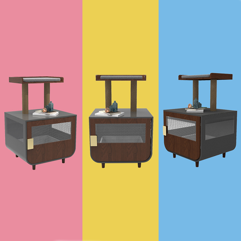 Trä dolda tvättstuga möbler kattbur med kullskåp Trä dolda tvättstuga möbler kattbur med kullskåp