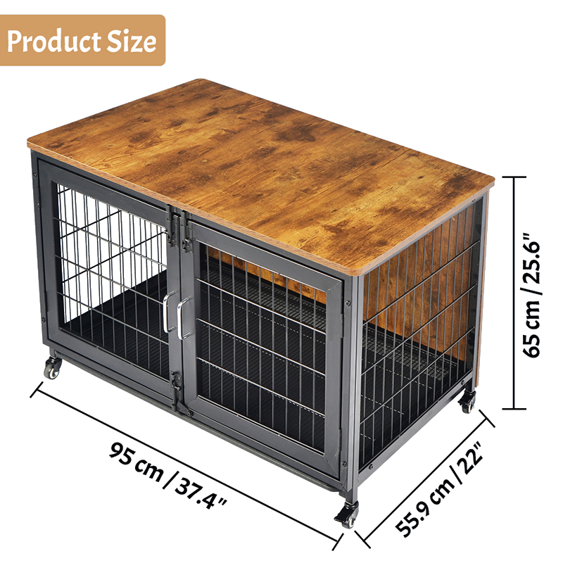 Trämöbler stil hundbur med hjul Trämöbler stil hundbur med hjul