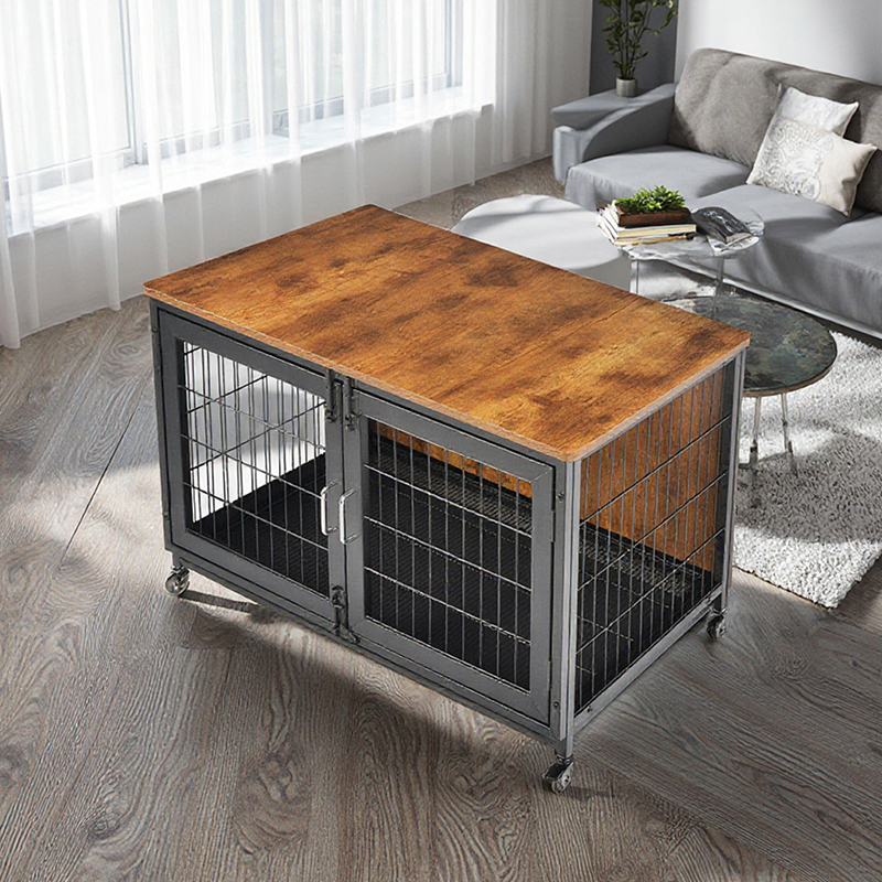 Trämöbler stil hundbur med hjul Trämöbler stil hundbur med hjul