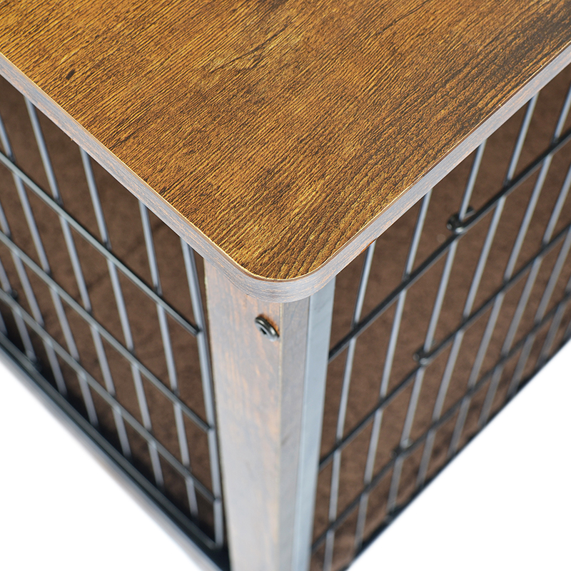 Inomhus trämöbler stil hundbur med kudde och hjul Inomhus trämöbler stil hundbur med kudde och hjul