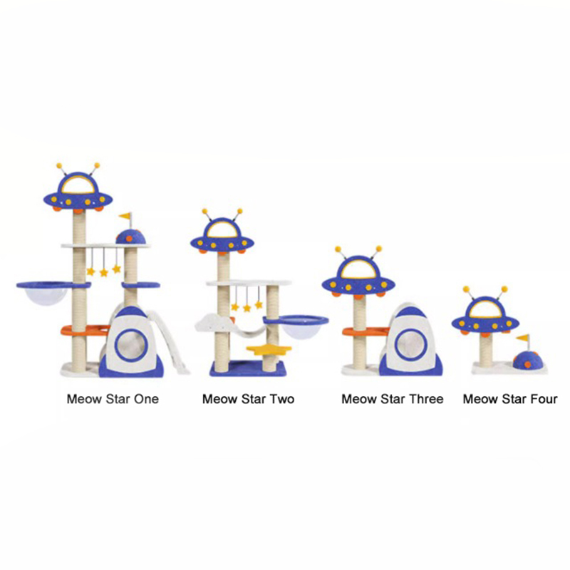 Blå rymdkapsel klättring ram katt trädtorn för kattunge spelar leksak Blå rymdkapsel klättring ram katt trädtorn för kattunge spelar leksak