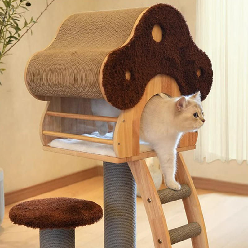 Svampform Condo Tower Wood Climbing Frame Solid Cat Tree With Ladder Svampform Condo Tower Wood Climbing Frame Solid Cat Tree With Ladder