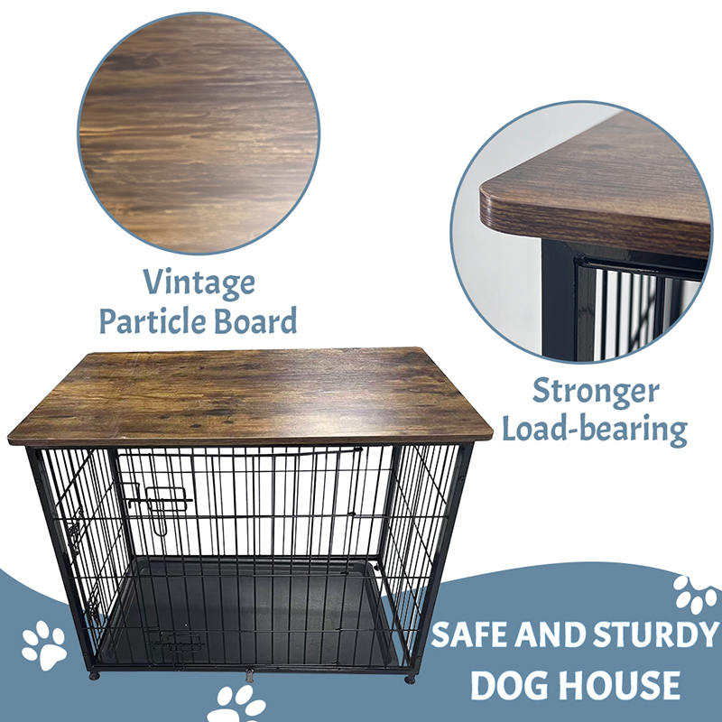 Stor trämöbler hundbur med avtagbar bricka Stor trämöbler hundbur med avtagbar bricka