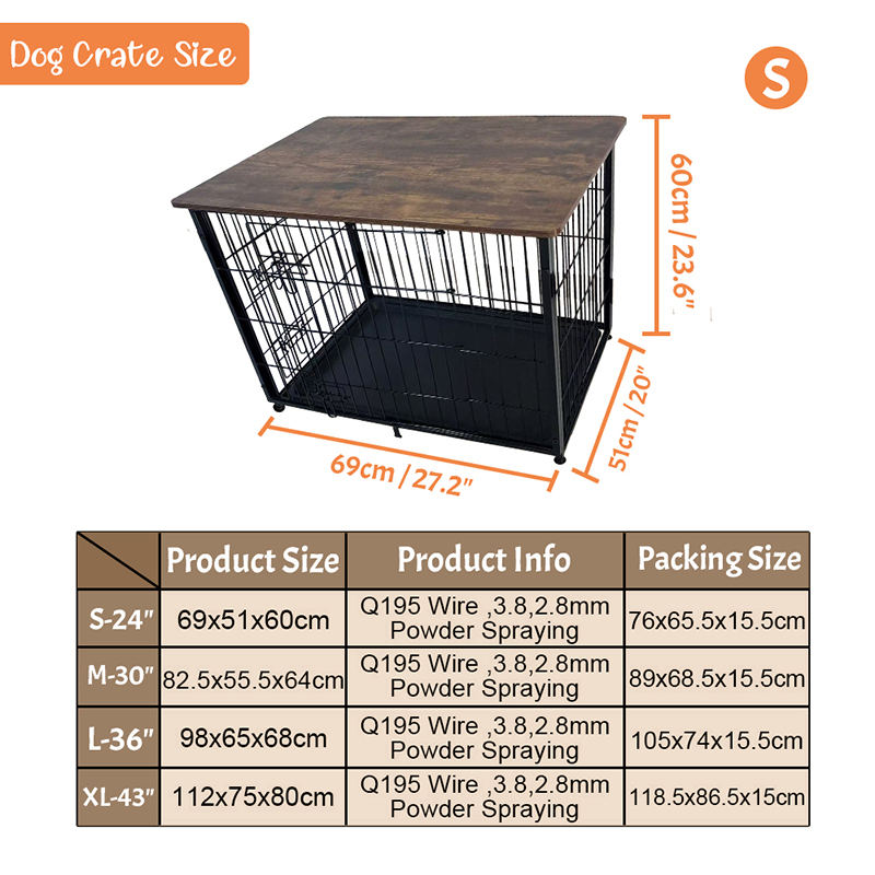 Stor trämöbler hundbur med avtagbar bricka Stor trämöbler hundbur med avtagbar bricka