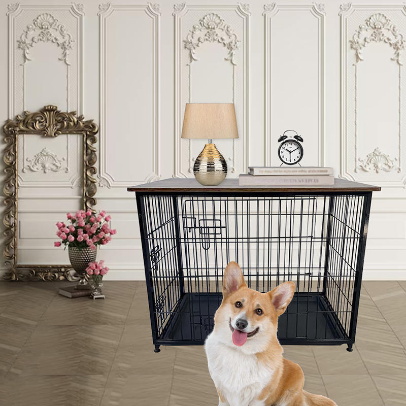 Stor trämöbler hundbur med avtagbar bricka Stor trämöbler hundbur med avtagbar bricka