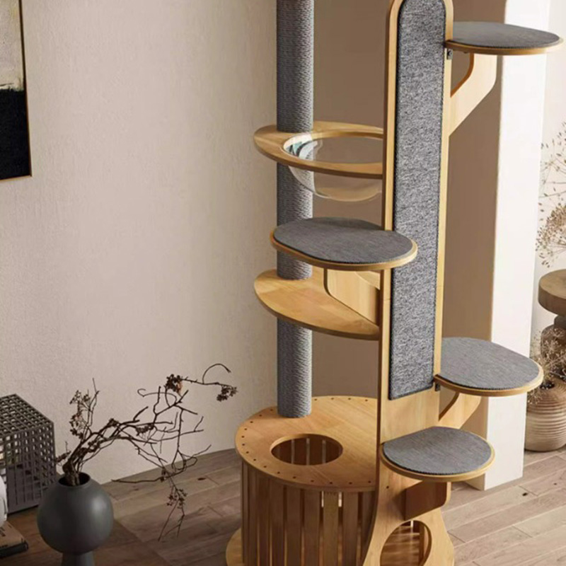 Kaktusform träklättringsram fast kattträd med rymdkapsel Kaktusform träklättringsram fast kattträd med rymdkapsel