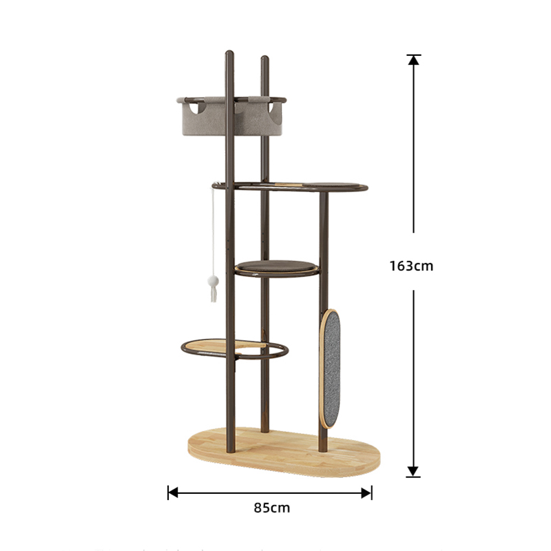 Golv till tak högt inomhus gummi trä katt trädtorn lägenhet med sovkorg Golv till tak högt inomhus gummi trä katt trädtorn lägenhet med sovkorg