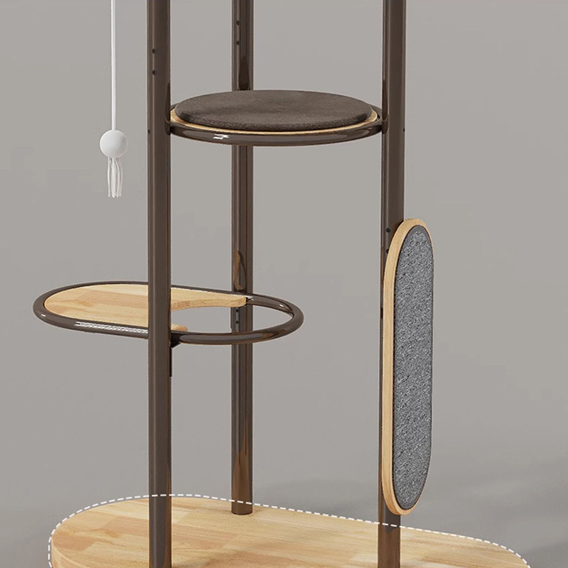 Golv till tak högt inomhus gummi trä katt trädtorn lägenhet med sovkorg Golv till tak högt inomhus gummi trä katt trädtorn lägenhet med sovkorg