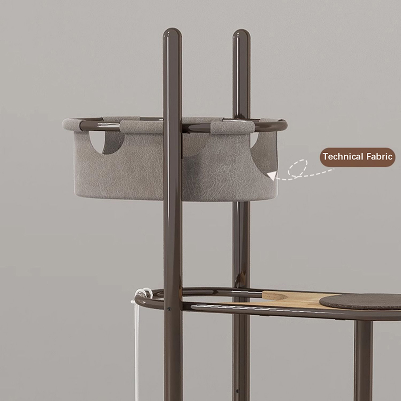 Golv till tak högt inomhus gummi trä katt trädtorn lägenhet med sovkorg Golv till tak högt inomhus gummi trä katt trädtorn lägenhet med sovkorg