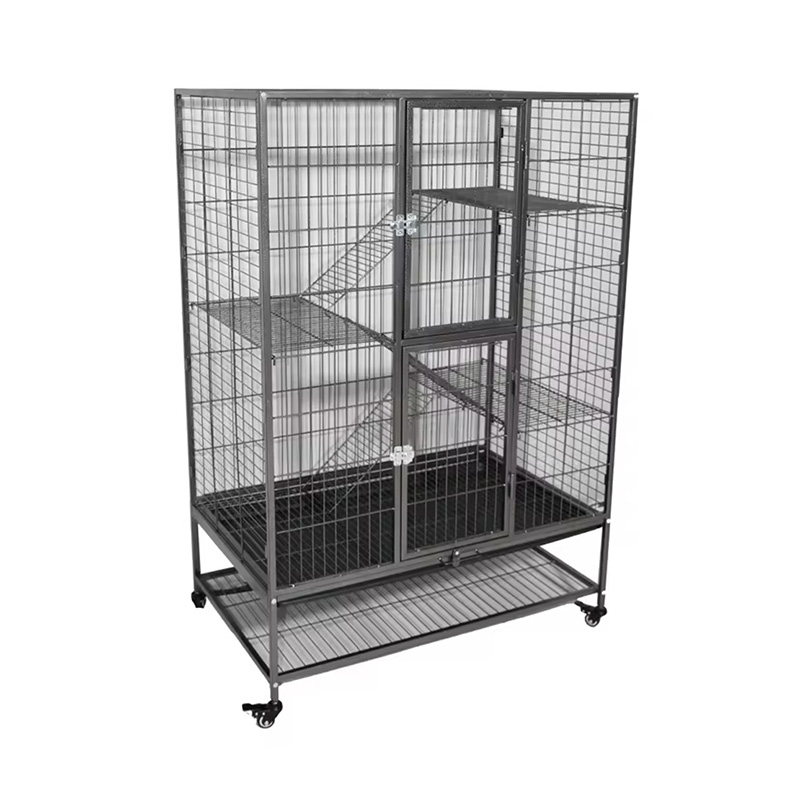 Stor tung tull 2/3/4-tier metall inomhusrör kattbur med hjul Stor tung tull 2/3/4-tier metall inomhusrör kattbur med hjul