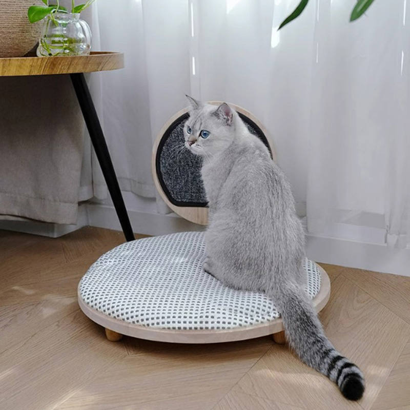 Massivt trä mysig kattbäddsbo med skrapbräda Massivt trä mysig kattbäddsbo med skrapbräda