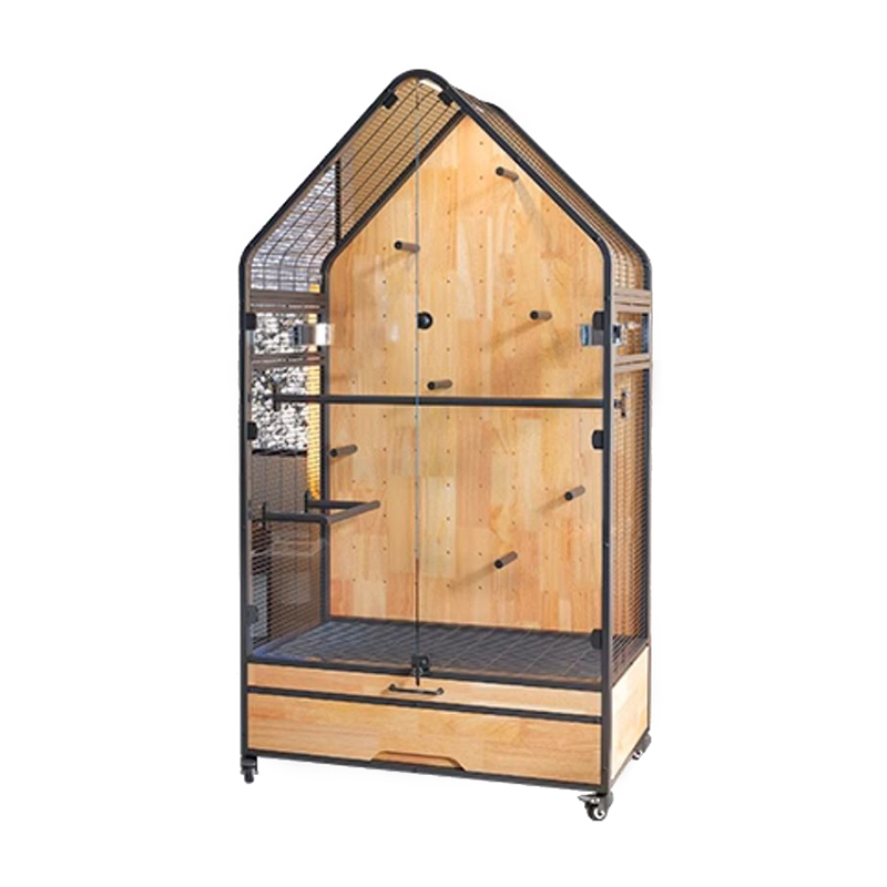 Trä & stålbur stor avtagbar diy villa papegoja fågelavelsburar med stativhjul Trä & stålbur stor avtagbar diy villa papegoja fågelavelsburar med stativhjul