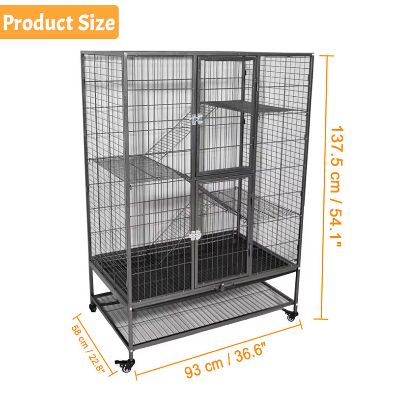Stor tung tull 2/3/4-tier metall inomhusrör kattbur med hjul Stor tung tull 2/3/4-tier metall inomhusrör kattbur med hjul