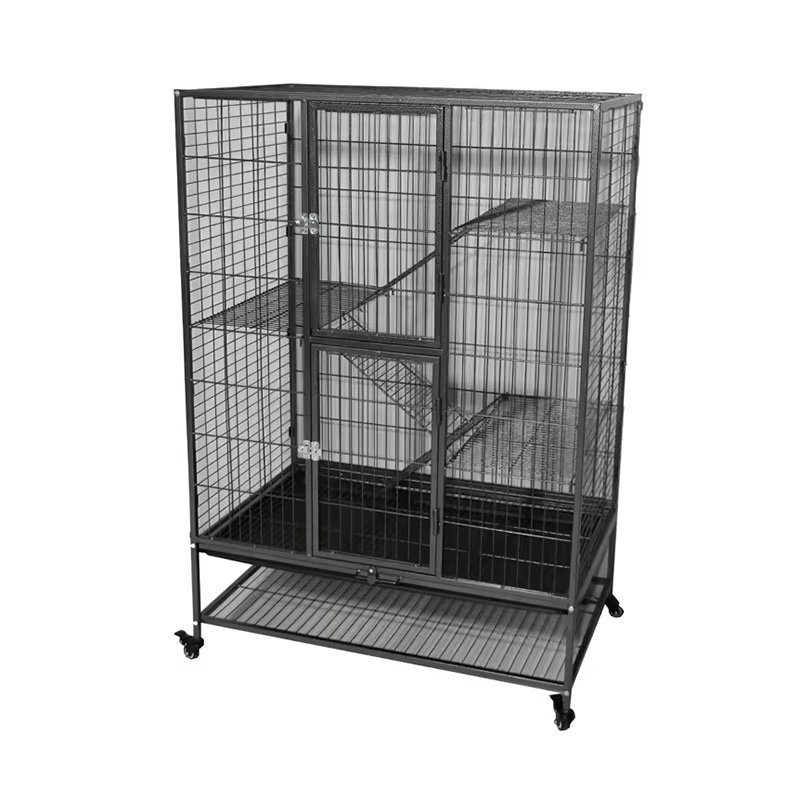 Stor tung tull 2/3/4-tier metall inomhusrör kattbur med hjul Stor tung tull 2/3/4-tier metall inomhusrör kattbur med hjul