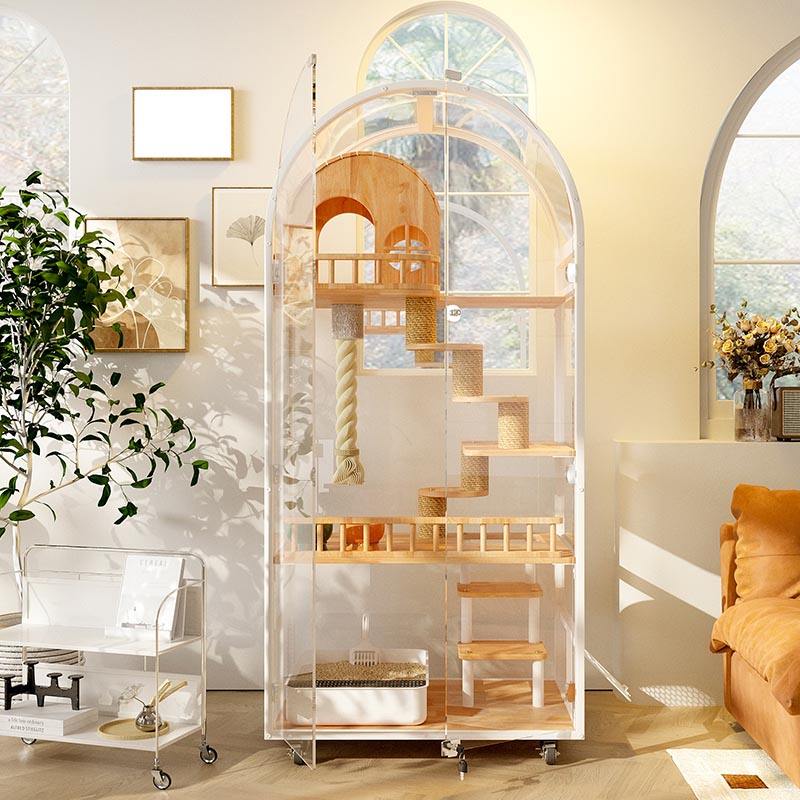 Inomhus Träkatthus Hotellpanoramavilla Solid Cat Cage -hölje Skåp Inomhus Träkatthus Hotellpanoramavilla Solid Cat Cage -hölje Skåp