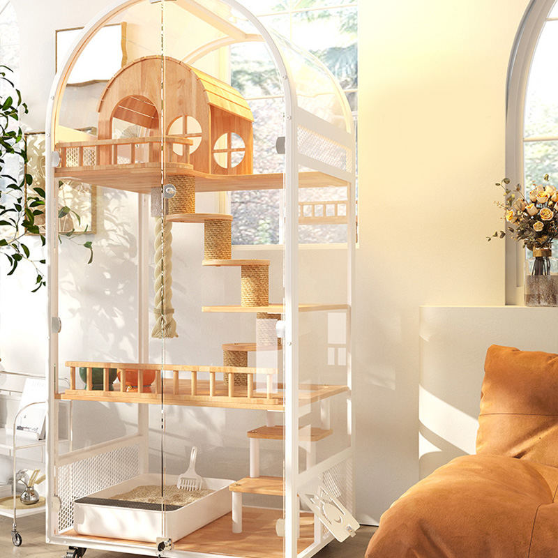 Inomhus Träkatthus Hotellpanoramavilla Solid Cat Cage -hölje Skåp Inomhus Träkatthus Hotellpanoramavilla Solid Cat Cage -hölje Skåp