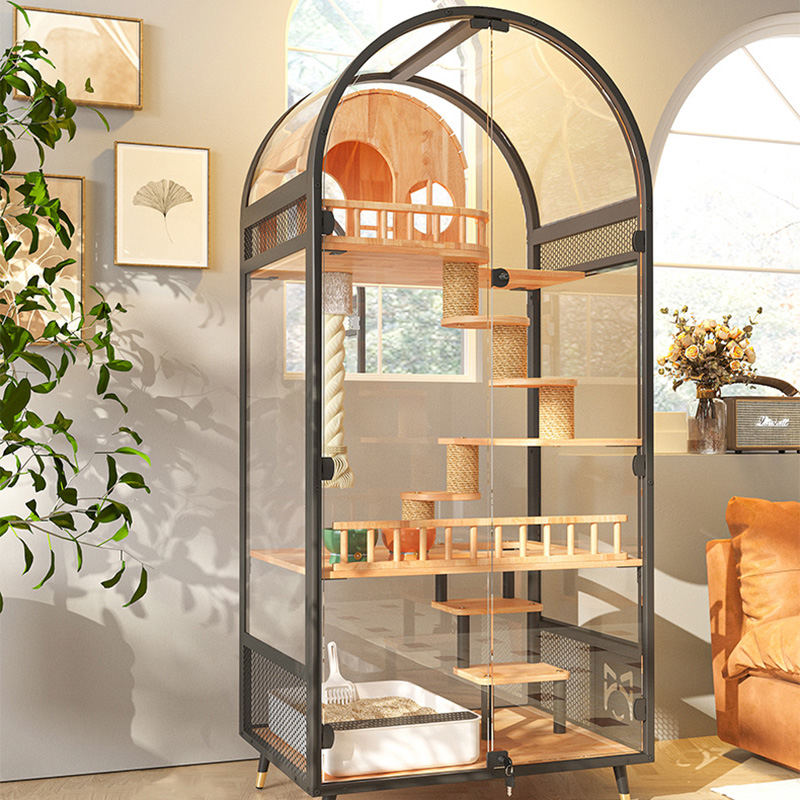 Inomhus Träkatthus Hotellpanoramavilla Solid Cat Cage -hölje Skåp Inomhus Träkatthus Hotellpanoramavilla Solid Cat Cage -hölje Skåp