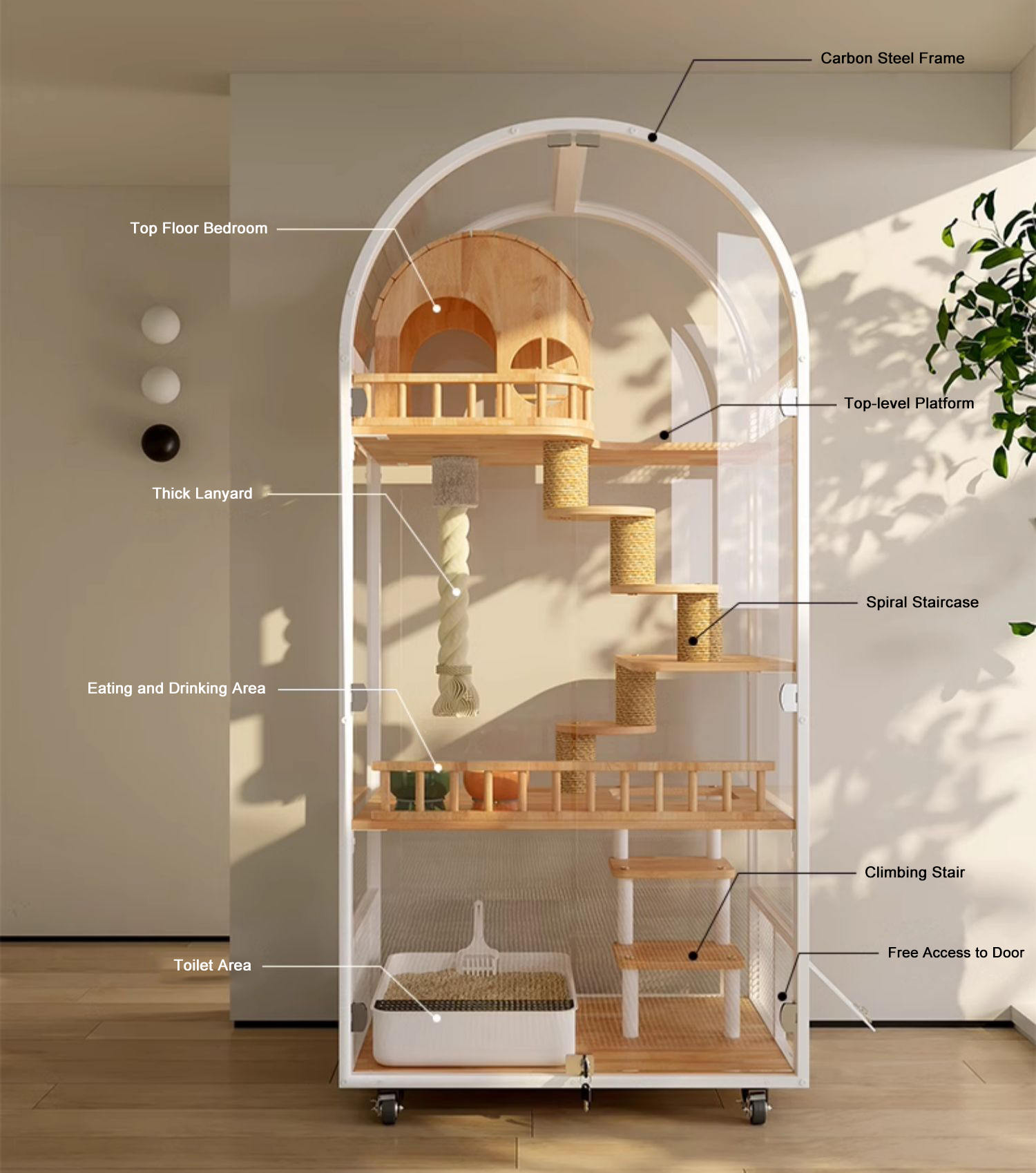 Inomhus Träkatthus Hotellpanoramavilla Solid Cat Cage -hölje Skåp Inomhus Träkatthus Hotellpanoramavilla Solid Cat Cage -hölje Skåp