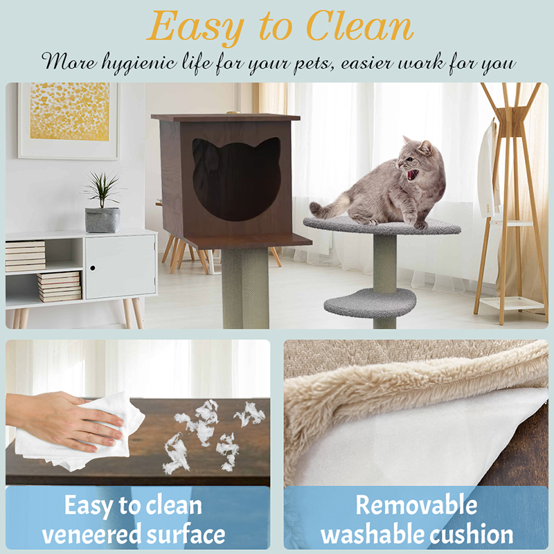 Träratt torn lägenhet klättring ram inomhus katt träd Träratt torn lägenhet klättring ram inomhus katt träd