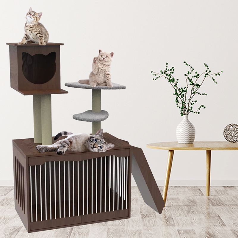 Träratt torn lägenhet klättring ram inomhus katt träd Träratt torn lägenhet klättring ram inomhus katt träd