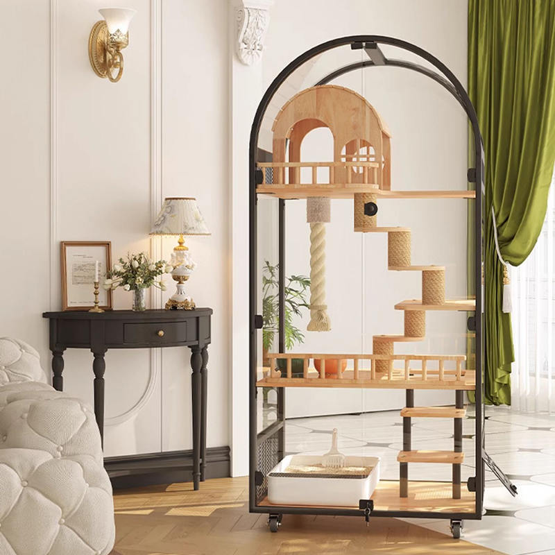 Inomhus Träkatthus Hotellpanoramavilla Solid Cat Cage -hölje Skåp Inomhus Träkatthus Hotellpanoramavilla Solid Cat Cage -hölje Skåp