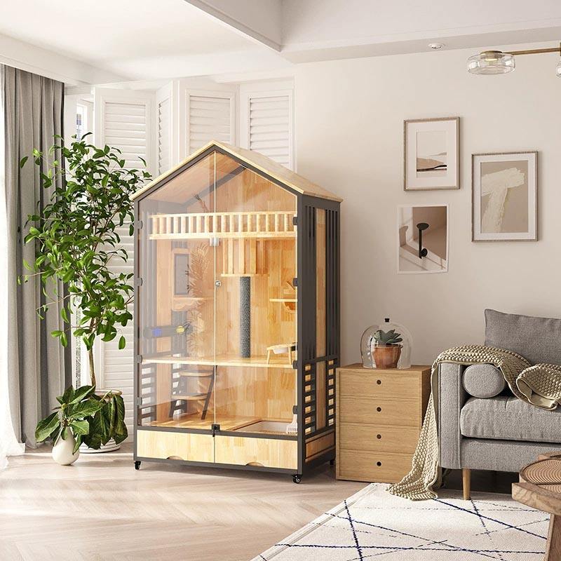 Multi-lagers trävilla bur inomhus katttorn Multi-lagers trävilla bur inomhus katttorn