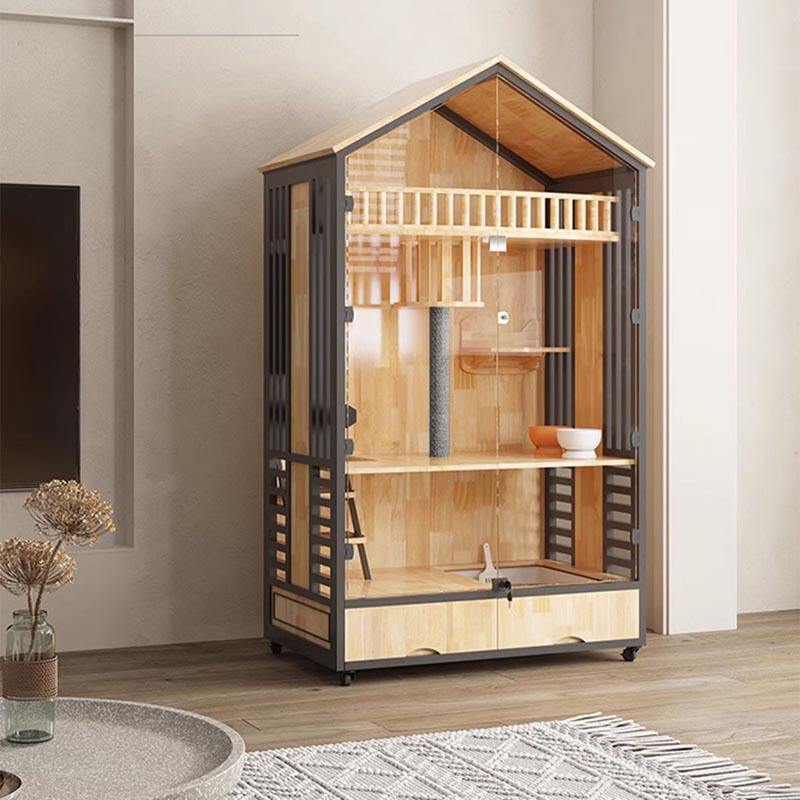 Multi-lagers trävilla bur inomhus katttorn Multi-lagers trävilla bur inomhus katttorn