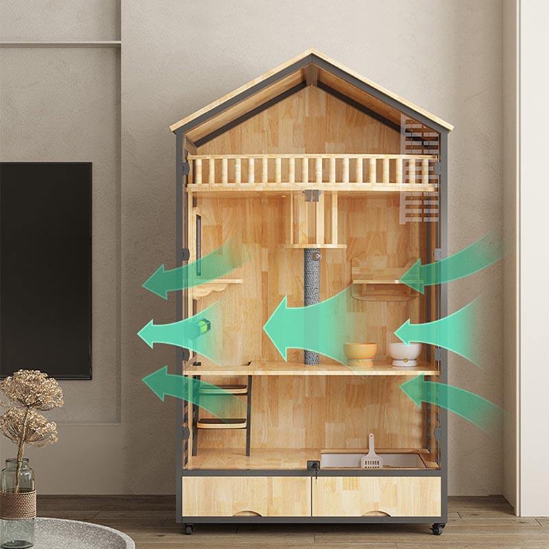 Multi-lagers trävilla bur inomhus katttorn Multi-lagers trävilla bur inomhus katttorn