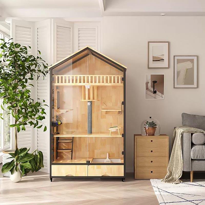 Multi-lagers trävilla bur inomhus katttorn Multi-lagers trävilla bur inomhus katttorn