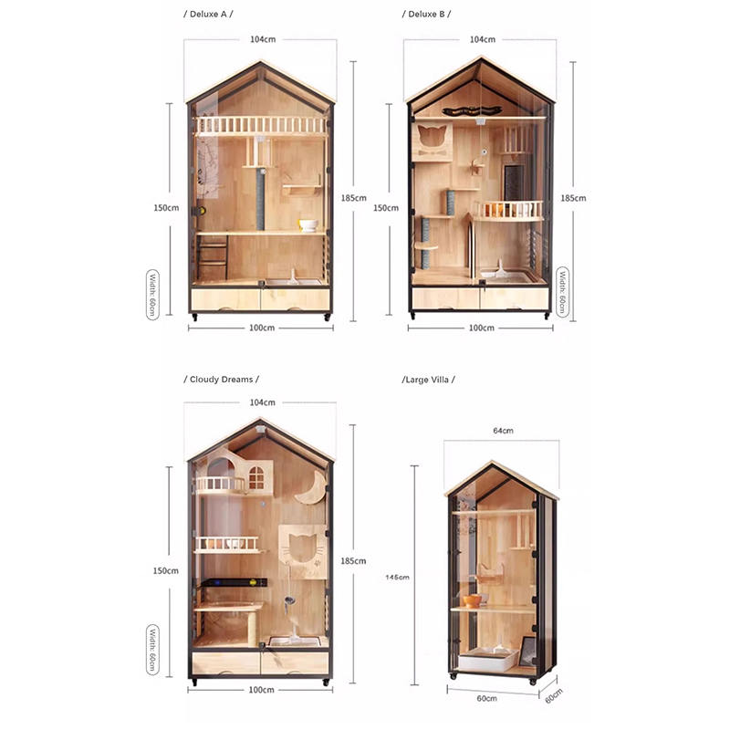 Multi-lagers trävilla bur inomhus katttorn Multi-lagers trävilla bur inomhus katttorn