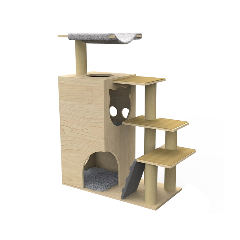 Trätorn Condo Cat Tree Climbing Frame With Sisal Scratching Posts