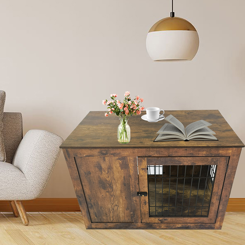 Dubbel dörr rustik trämöbler stil hundbur Dubbel dörr rustik trämöbler stil hundbur