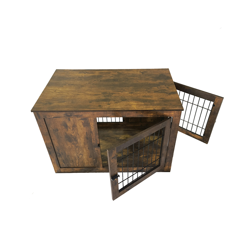 Dubbel dörr rustik trämöbler stil hundbur Dubbel dörr rustik trämöbler stil hundbur