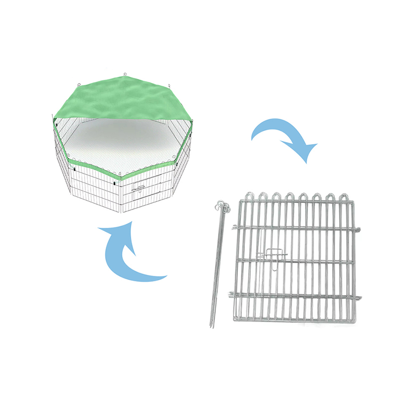 Foldbar valp kanin metallkörning hundspelspen med toppskydd Foldbar valp kanin metallkörning hundspelspen med toppskydd