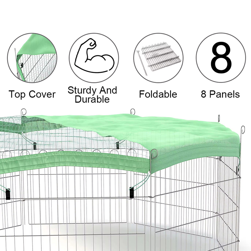 Foldbar valp kanin metallkörning hundspelspen med toppskydd Foldbar valp kanin metallkörning hundspelspen med toppskydd