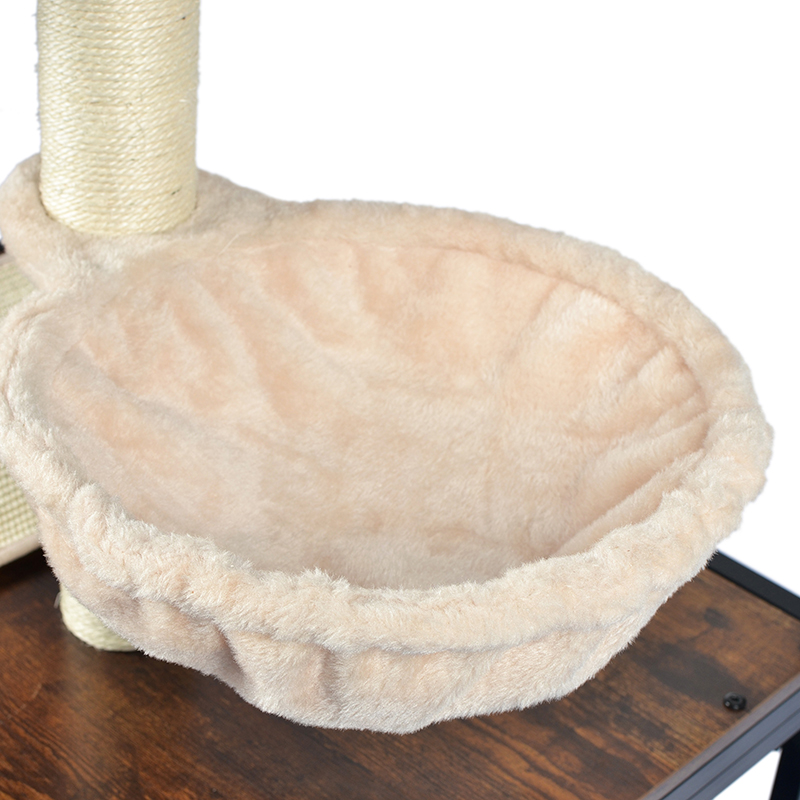 Modernt Wood & Metal Cat Tree inomhus Tower Condo med hängmatta Modernt Wood & Metal Cat Tree inomhus Tower Condo med hängmatta