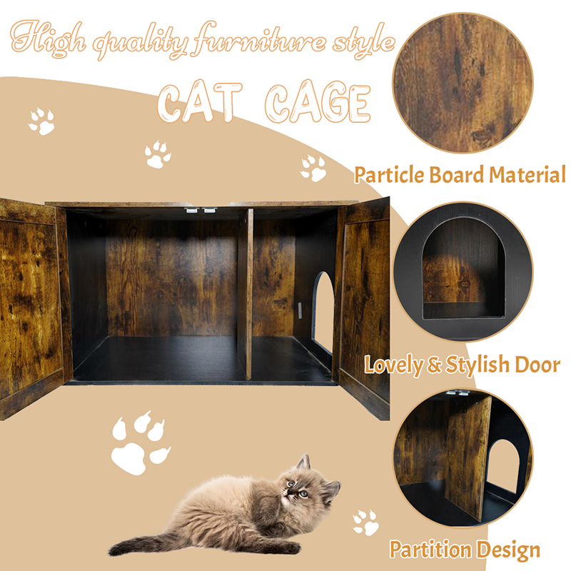 Inomhusmöbler Katter bur med avdelare kullskåp Inomhusmöbler Katter bur med avdelare kullskåp