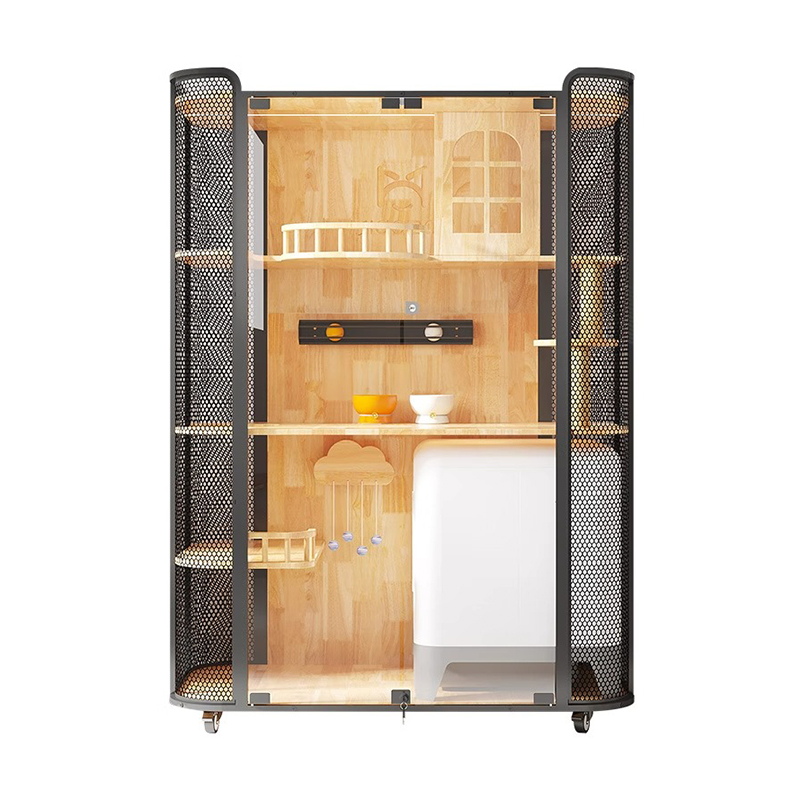 Gummi träkatt hus skåp panoramiska villa bur