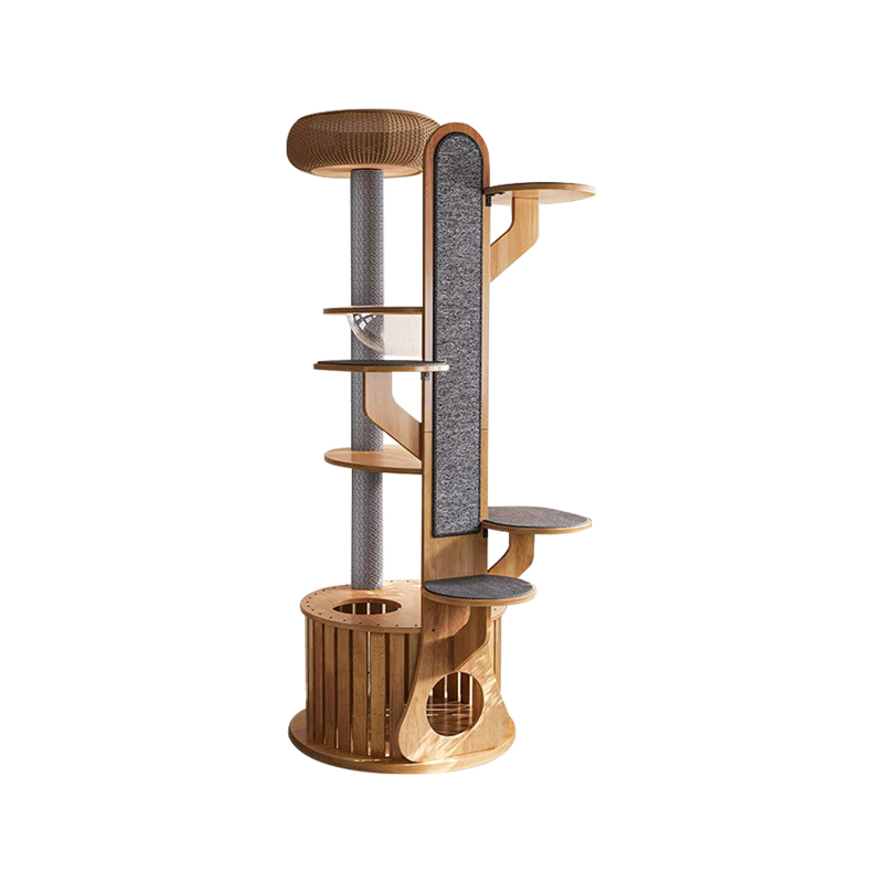 Kaktusform träklättringsram fast kattträd med rymdkapsel