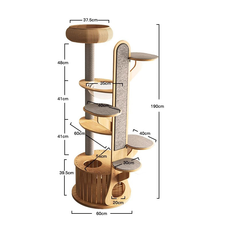 Kaktusform träklättringsram fast kattträd med rymdkapsel Kaktusform träklättringsram fast kattträd med rymdkapsel