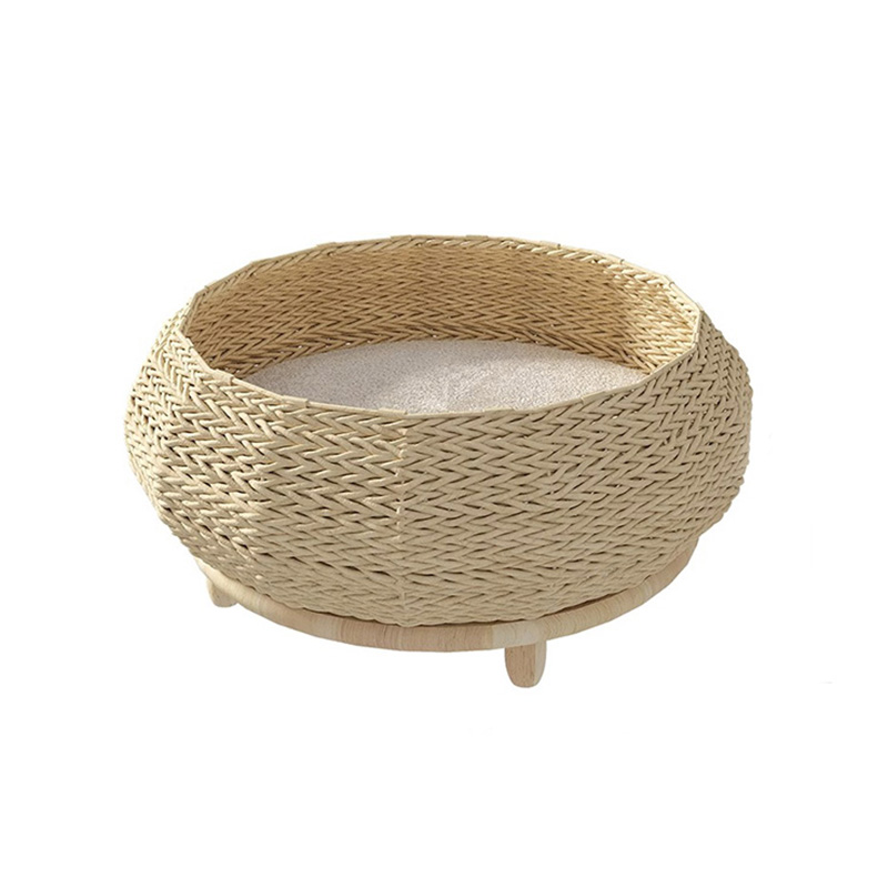 Handgjorda naturliga Kraft Paper Nest Woven Cat Dog Bed