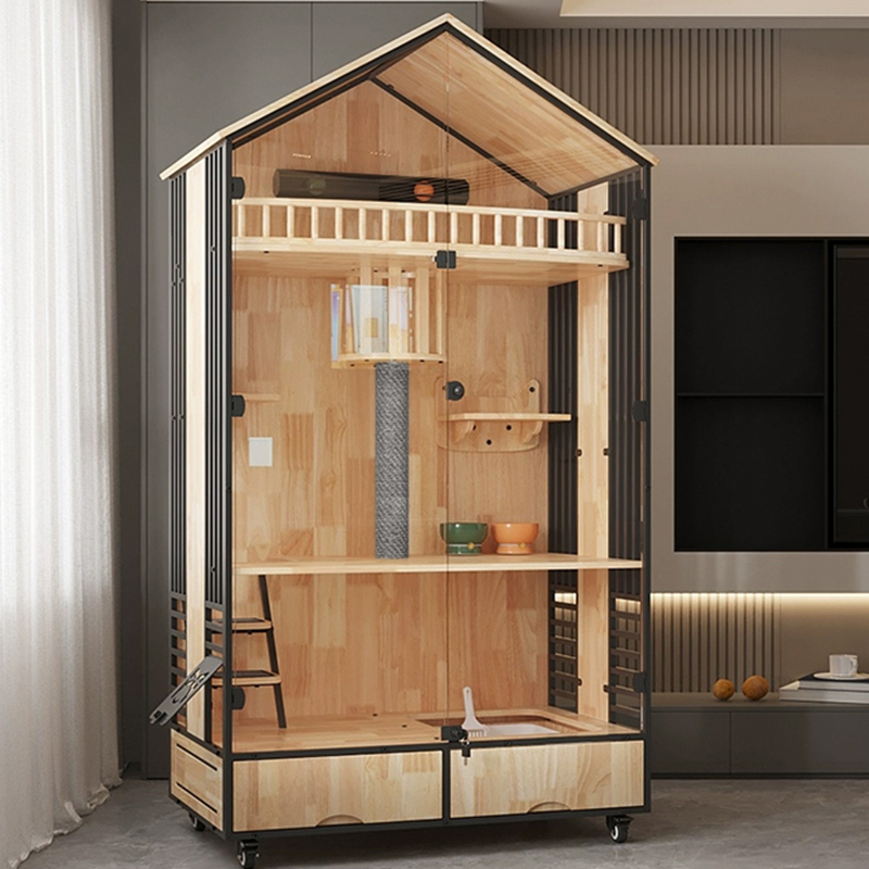 Multi-lagers trävilla bur inomhus katttorn Multi-lagers trävilla bur inomhus katttorn